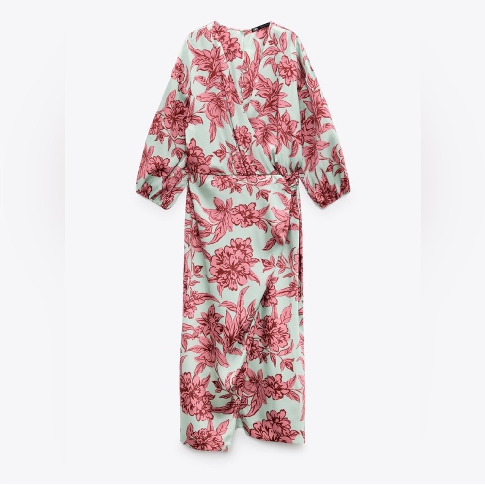 ZARA PRINTED FLORAL SATIN FEEL
MIDI DRESS